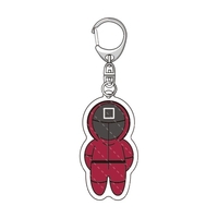 Jeu de calmars porte-clés coréen TV personnage pendentif porte-clés en métal ornement de noël cercle porte-clés pour la fabrication d