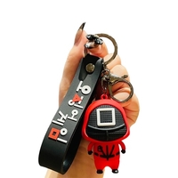 Jeu de calmars porte-clés coréen TV personnage pendentif porte-clés en métal ornement de noël porte-clés pour la fabrication d