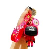 Jeu de calmars porte-clés coréen TV personnage pendentif porte-clés en métal ornement de noël porte-clés pour la fabrication d