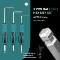 Jeu de clés Allen Jeu de clés Torx et de clés hexagonales à bout sphérique à bras long Jeu de clés L métriques de qualité industrielle en acier au chrome vanadium avec poignée en TPU pour une excellente adhérence
