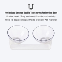 Jordan Judy Bol pour chat surélevé à double transparent avec support surélevé Plate-forme inclinée à 15 ° Mangeoires pour chat Bols pour nourriture et eau surélevés pour chats et petits chiens