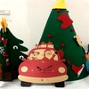 Jour de Noël en bois Horloge murale Horloge Père Noël Deer Home Décoration de bande dessinée (Pas de batterie)
