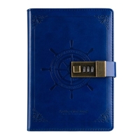 Journal intime vintage avec serrure B6 Couverture en PU Cahier rétro Mot de passe à 3 chiffres Serrure à combinaison Journal privé Ligne Pages Écriture Cadeau pour fille femme garçon