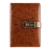Journal intime vintage avec serrure B6 Couverture en PU Cahier rétro Mot de passe à 3 chiffres Serrure à combinaison Journal privé Ligne Pages Écriture Cadeau pour fille femme garçon