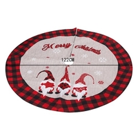 Jupe Sapin de Noël Toile de Jute Lin Rouge Grille Noire 122CM Jupe Sapin Foresters