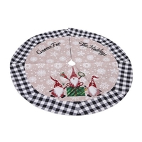 Jupe Sapin de Noël Toile de Jute Lin Rouge Grille Noire 122CM Jupe Sapin Foresters