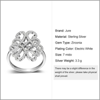 JURE 925 Bague en argent sterling zircon mariage Bague de fiançailles Halo Proposition nuptiale remplacement