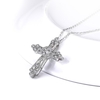JURE mode S925 pendentif en argent sterling Rotatif zircon pendentif en forme de croix Collier 18 pouces