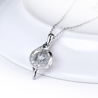 JURE mode S925 pendentif en argent sterling Rotatif zircon étincelle collier pendentif de 18 pouces