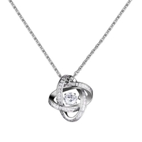 JURE mode S925 pendentif en argent sterling Rotatif zircon étincelle Pendentif Rose en forme de collier de 18 pouces