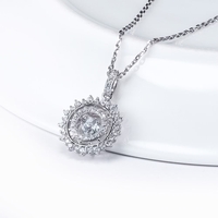 JURE mode S925 pendentif en argent sterling Rotatif zircon étincelle Pendentif Shinning ronde Collier de 18 pouces