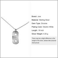 JURE S925 solide chaîne en argent sterling Collier Le One Bijoux zircon 18 pouces