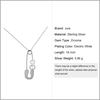 JURE S925 solide chaîne Sterling Silver Collier Pin-forme Le One Bijoux avec deux perles zircon 18 pouces