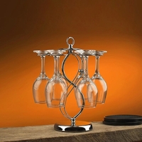 JYF-004 Porte-gobelet Porte-gobelet À Vin Rouge Coupe En Verre À Vin Rouge Debout avec 6 Crochets En Acier Inoxydable Suspendu Verres À Bouteille Rack pour Restaurant Bar Partie