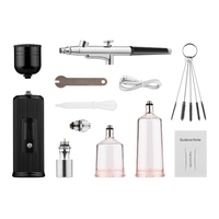 Kit aérographe portable avec compresseur stylo aérographe sans fil portable avec écran LCD double action pression réglable à 3 niveaux batterie intégrée pour peinture modèle coloriage nail art maquillage décoration de gâteau