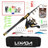 Kit complet de canne à pêche télescopique en fibre de carbone LIXADA