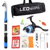 Kit complet de moulinet de canne à pêche avec 2 pièces 2.1m cannes à pêche télescopiques 2 pièces moulinets de filature leurres de pêche crochets accessoires sac de pêche