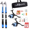 Kit complet de moulinet de canne à pêche avec 2 pièces 2.1m cannes à pêche télescopiques 2 pièces moulinets de filature leurres de pêche crochets accessoires sac de pêche