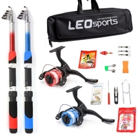 Kit complet de moulinet de canne à pêche avec 2 pièces 2.1m cannes à pêche télescopiques 2 pièces moulinets de filature leurres de pêche crochets accessoires sac de pêche