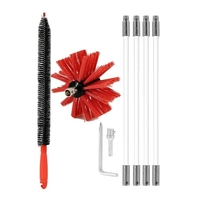 Kit de brosse de cheminée de forage dissolvant de charpie pour brosse de nettoyage de cheminée de cheminée de conduit de sécheuse avec de longues tiges flexibles