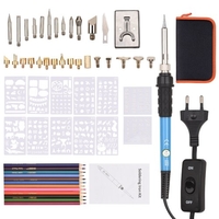 Kit de combustion du bois avec pointes de fer à souder Outil de brûleur à bois multifonctionnel Température réglable 200-450 ℃ Stylo pyrograveur professionnel pour gravure sur bois gaufrage sculpture soudure adultes débutants 53PCS Kits
