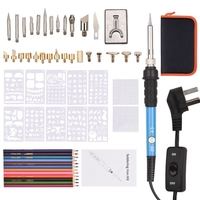 Kit de combustion du bois avec pointes de fer à souder Outil de brûleur à bois multifonctionnel Température réglable 200-450 ℃ Stylo pyrograveur professionnel pour gravure sur bois gaufrage sculpture soudure adultes débutants 53PCS Kits