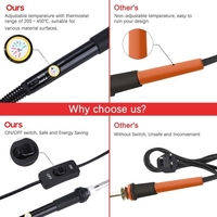 Kit de fer à souder 13 en 1 60 W Fer à souder à température réglable avec interrupteur marche/arrêt 5 embouts à souder Ventouse à dessouder Mèche à dessouder Pince à épiler antistatique Support de fer avec éponge de nettoyage Organiseur de po