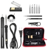 Kit de fer à souder 13 en 1 60 W Fer à souder à température réglable avec interrupteur marche/arrêt 5 embouts à souder Ventouse à dessouder Mèche à dessouder Pince à épiler antistatique Support de fer avec éponge de nettoyage Organiseur de po