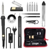 Kit de fer à souder 14 en 1 60W fer à souder à température réglable avec interrupteur marche / arrêt 5pcs conseils de soudure ventouse dessoudage mèche fil à souder pince à épiler antistatique support de fer avec éponge de nettoyage organisateu