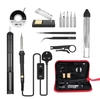 Kit de fer à souder 14 en 1 60W fer à souder à température réglable avec interrupteur marche / arrêt 5pcs conseils de soudure ventouse dessoudage mèche fil à souder pince à épiler antistatique support de fer avec éponge de nettoyage organisateu