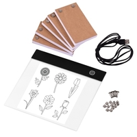 Kit de livre à rabat portable avec tablette lumineuse Pad LED Light Box 3 niveaux de contrôle de la luminosité 300 feuilles de papier de flipbook avec vis de reliure pour le traçage et le dessin