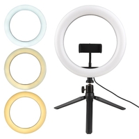 Kit de lumière de remplissage annulaire RVB 26CM/10IN Lampe de bureau colorée Muiti avec télécommande et support 3200K-6000K 26 effets d