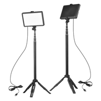 Kit de lumière vidéo LED USB Éclairage de conférence vidéo avec 2 * LED Fill Light 3200K-5600K Dimmable + 2 * Trépied extensible + 16 * Filtres de couleur pour l