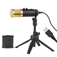 Kit de microphone à condensateur pour ordinateur avec support de microphone de bureau + filtre anti-pop + câble audio Prise TRS 3, 5 mm pour ordinateur portable Streaming en direct Gaming Chant en ligne Podcasting