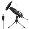 Kit de microphone USB Ordinateur PC Microphone à condensateur Micro omnidirectionnel avec trépied Plug and Play pour ordinateur de bureau Ordinateur portable Conférence Chant Enregistrement Streaming Podcasting Gaming