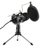 Kit de microphone vidéo avec mini-microphone Trépied Support de filtre anti-pop Câble adaptateur pour pare-brise Fiche de 3, 5 mm