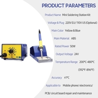 Kit de mini station de soudage 50W fer à souder électrique chauffage rapide 200 ℃-480 ℃ (392 ℉-896 ℉) pour la réparation de l