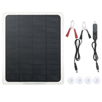 Kit de panneau solaire 15 W DC 12 V/5 V avec double interface USB et type-c et pince crocodile/chargeur de voiture