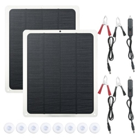 Kit de panneau solaire 15 W DC 12 V/5 V avec double interface USB et type-c et pince crocodile/chargeur de voiture