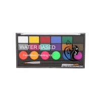 Kit de peinture pour le corps 18 couleurs 6 peintures normales et 6 peintures à effet perle et 6 peintures UV Glow avec 2 pinceaux