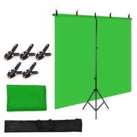 Kit de photographie de toile de fond de couleur unie Andoer 5x7ft avec support réglable de fond en forme de T 5x7ft 5 pinces à ressort