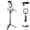 Kit de prise de vue Vlog Mini lampe vidéo LED + Microphone à condensateur super cardio de + Clip de téléphone rotatif + Trépied + Obturateur à distance