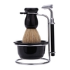 Kit de Rasage Manuel 4-en-1 Rasoir Brosse Porte-savon bol acier inoxydable porte à 5 lames Rasage humide