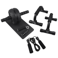Kit de rouleaux de roue AB Ensemble de roues abdominales avec barre de poussée,  corde à sauter,  pince à main et genouillère,  équipement d