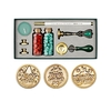 Kit de sceau de cire rétro Perles de cire à cacheter Cuillère de fusion de cire Timbre de sceau de cire Bougie Tête de cuivre remplaçable Stylo métallique pour enveloppes Cartes de lettre Invitations de mariage Emballage Cadeau d