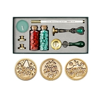 Kit de sceau de cire rétro Perles de cire à cacheter Cuillère de fusion de cire Timbre de sceau de cire Bougie Tête de cuivre remplaçable Stylo métallique pour enveloppes Cartes de lettre Invitations de mariage Emballage Cadeau d