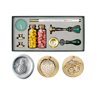 Kit de sceau de cire rétro Perles de cire à cacheter Cuillère de fusion de cire Timbre de sceau de cire Bougie Tête de cuivre remplaçable Stylo métallique pour enveloppes Cartes de lettre Invitations de mariage Emballage Cadeau d