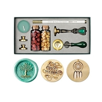 Kit de sceau de cire rétro Perles de cire à cacheter Cuillère de fusion de cire Timbre de sceau de cire Bougie Tête de cuivre remplaçable Stylo métallique pour enveloppes Cartes de lettre Invitations de mariage Emballage Cadeau d