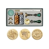 Kit de sceau de cire rétro Perles de cire à cacheter Cuillère de fusion de cire Timbre de sceau de cire Bougie Tête de cuivre remplaçable Stylo métallique pour enveloppes Cartes de lettre Invitations de mariage Emballage Cadeau d