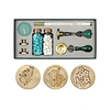 Kit de sceau de cire rétro Perles de cire à cacheter Cuillère de fusion de cire Timbre de sceau de cire Bougie Tête de cuivre remplaçable Stylo métallique pour enveloppes Cartes de lettre Invitations de mariage Emballage Cadeau d